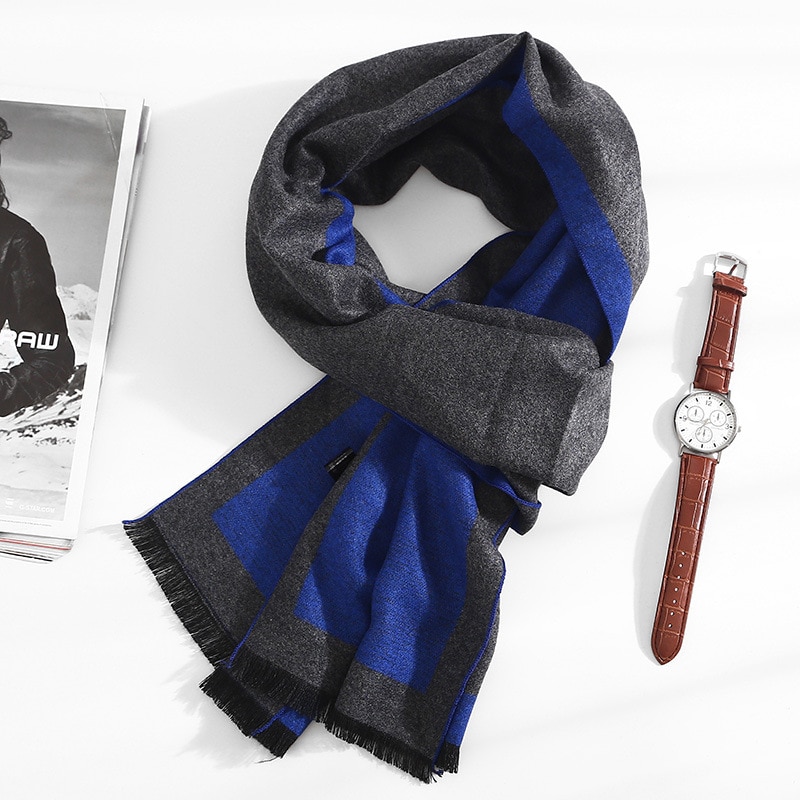 Men's Color Block Cashmere Scarf