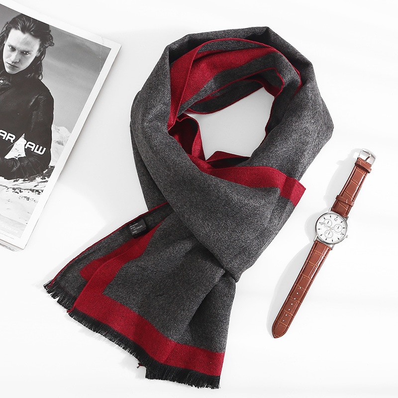 Men's Color Block Cashmere Scarf