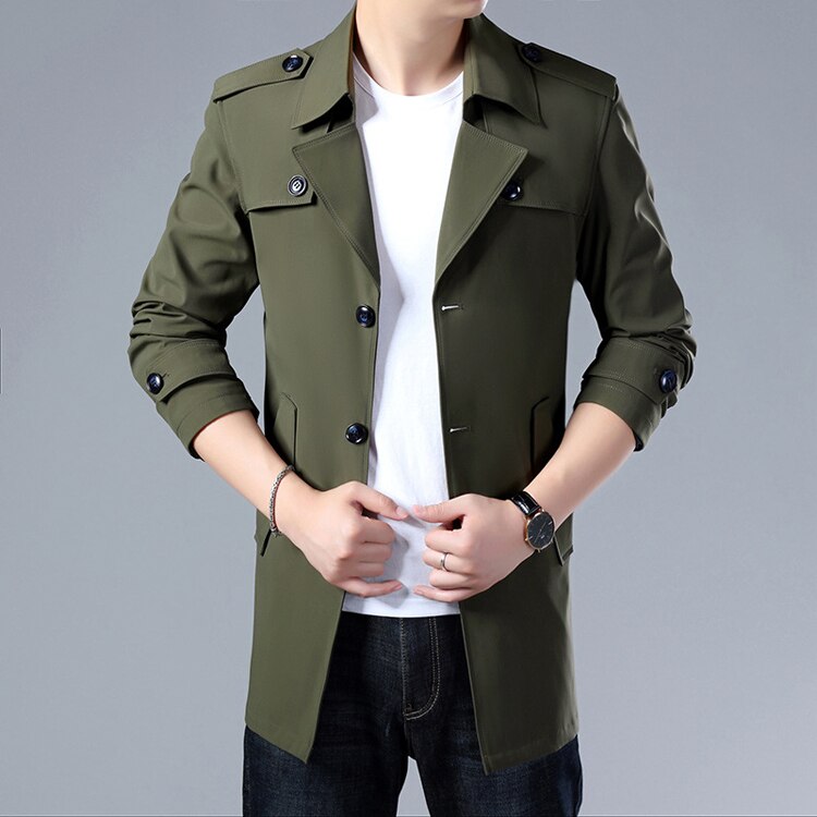 Men's Solid Color Trench