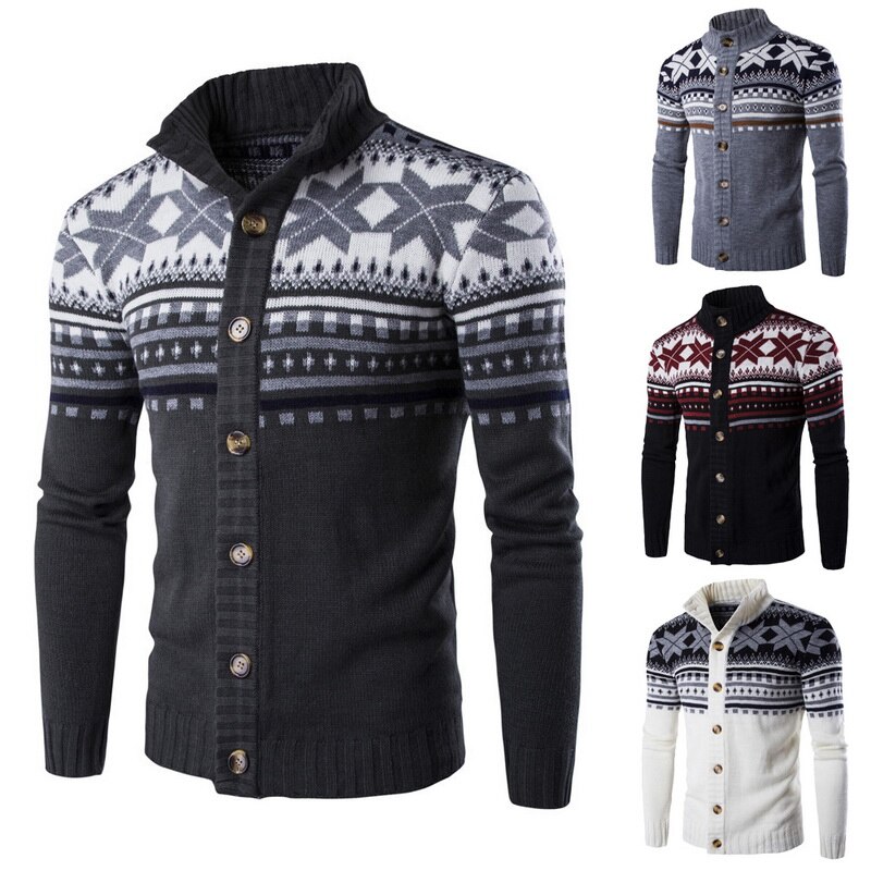 Men's Snowflake Knitted Cardigan
