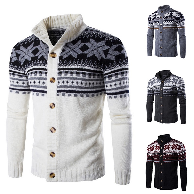 Men's Snowflake Knitted Cardigan