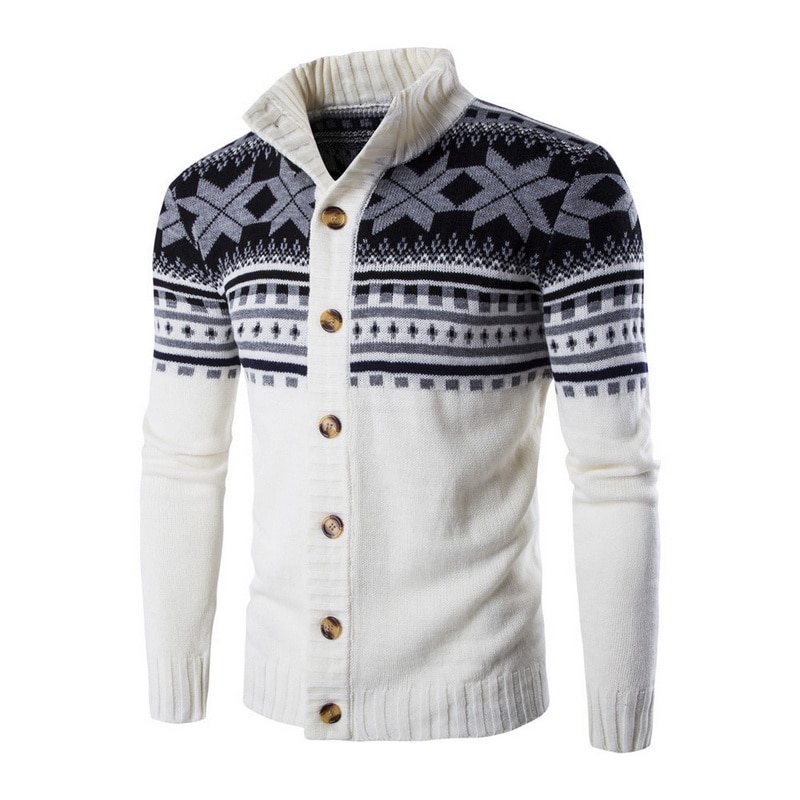 Men's Snowflake Knitted Cardigan