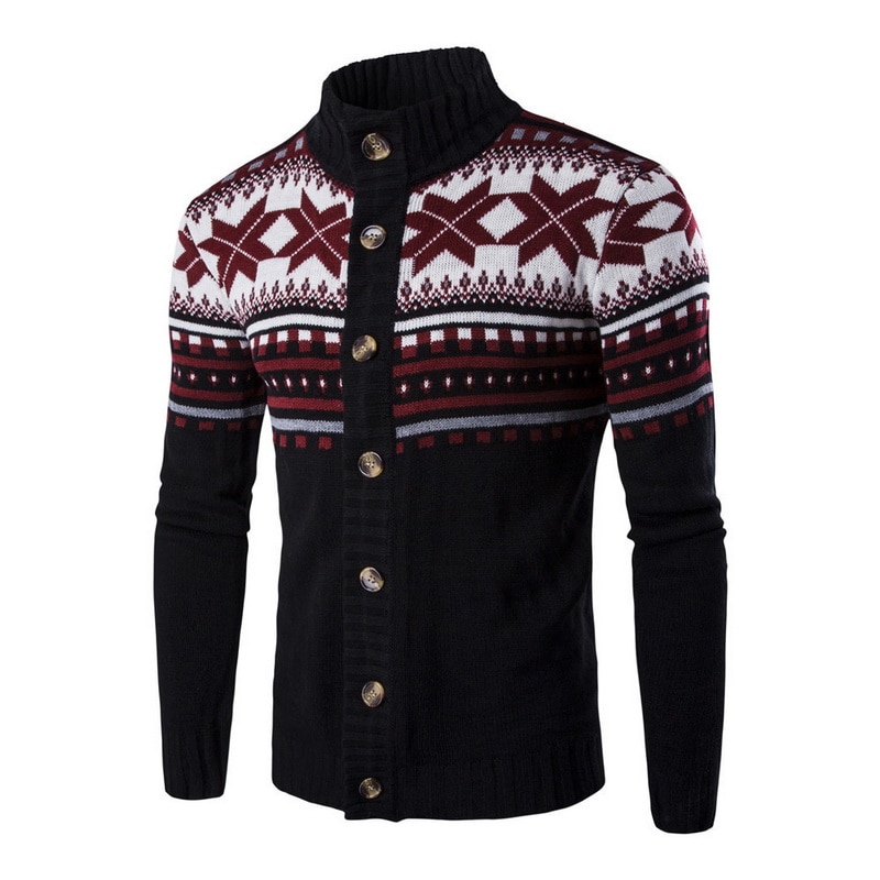 Men's Snowflake Knitted Cardigan