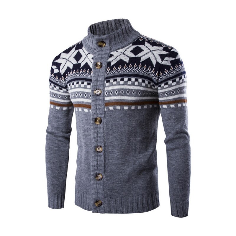 Men's Snowflake Knitted Cardigan