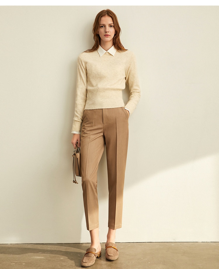 Women's Solid High Waist Trousers Women's Solid High Waist Trousers