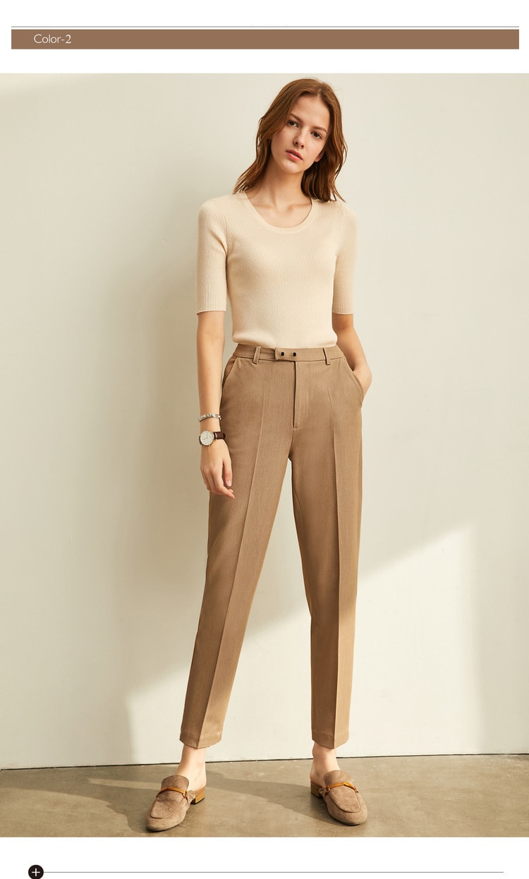 Women's Solid High Waist Trousers Women's Solid High Waist Trousers