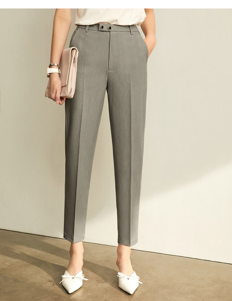 Women's Solid High Waist Trousers Women's Solid High Waist Trousers