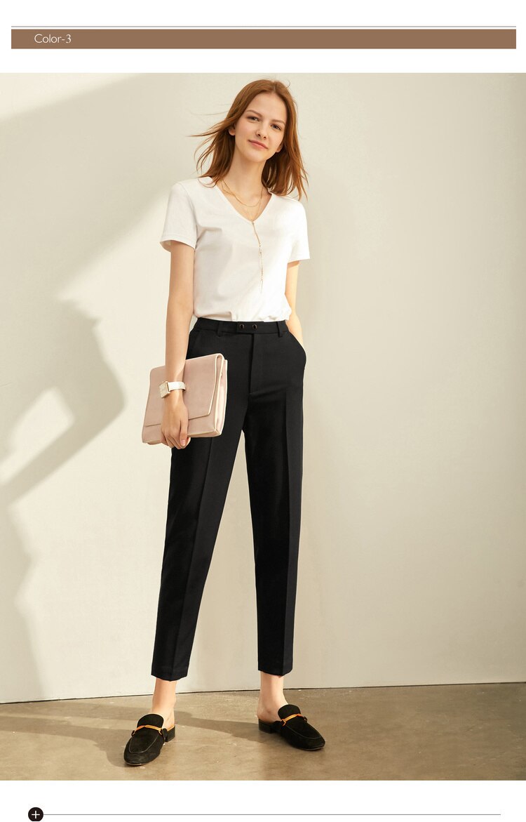 Women's Solid High Waist Trousers Women's Solid High Waist Trousers