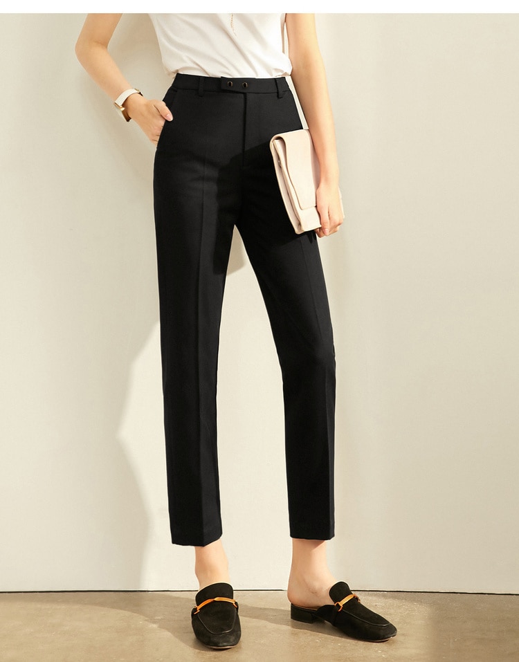 Women's Solid High Waist Trousers Women's Solid High Waist Trousers