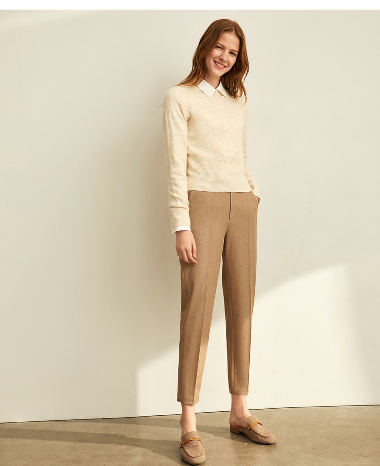 Women's Solid High Waist Trousers Women's Solid High Waist Trousers