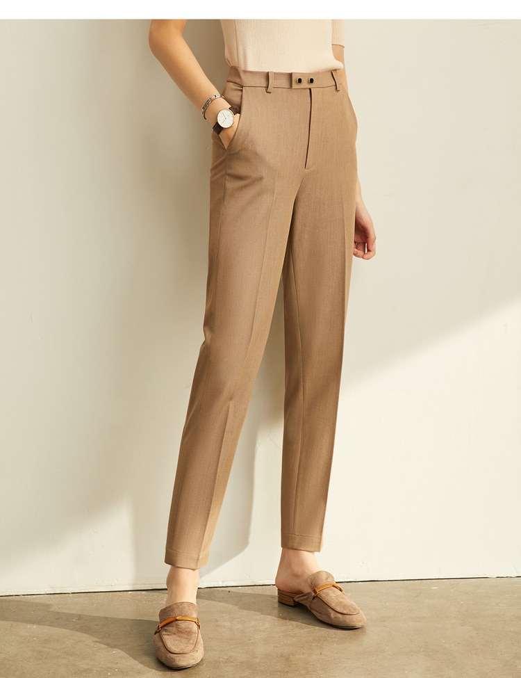 Women's Solid High Waist Trousers Women's Solid High Waist Trousers
