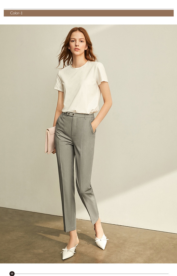 Women's Solid High Waist Trousers Women's Solid High Waist Trousers