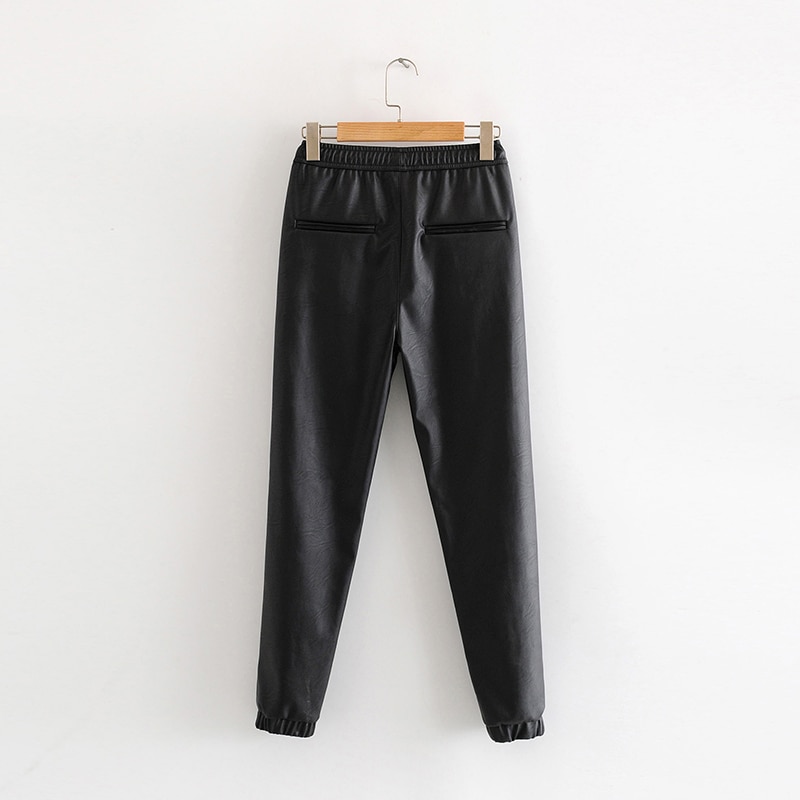 Women's Black PU Leather Pants