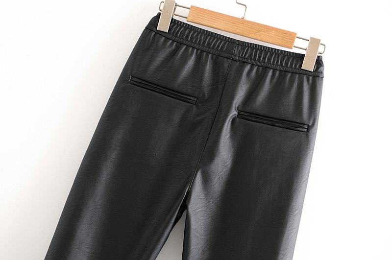 Women's Black PU Leather Pants