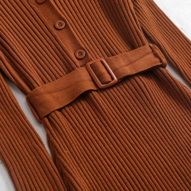 Button Down Women's Sweater Dress with Belt