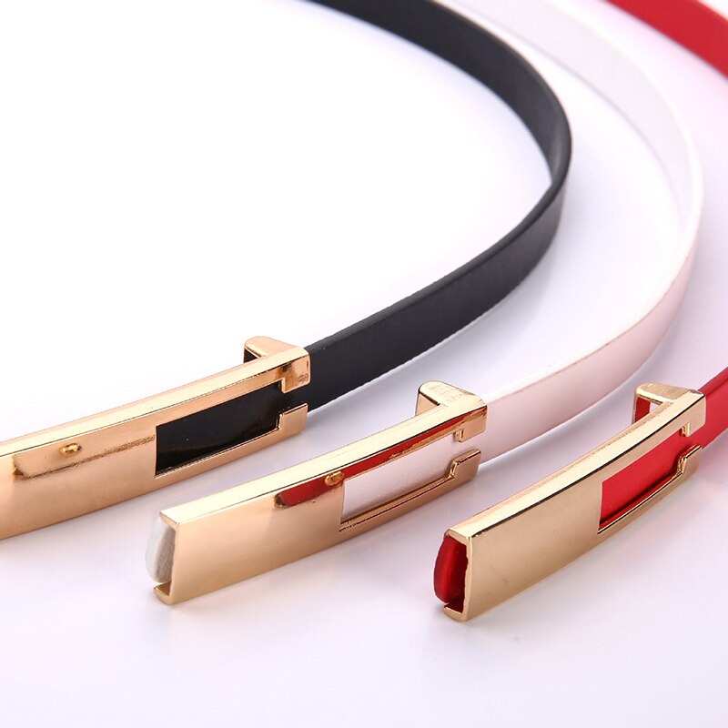 Women's Thin Belt with Metal Buckle