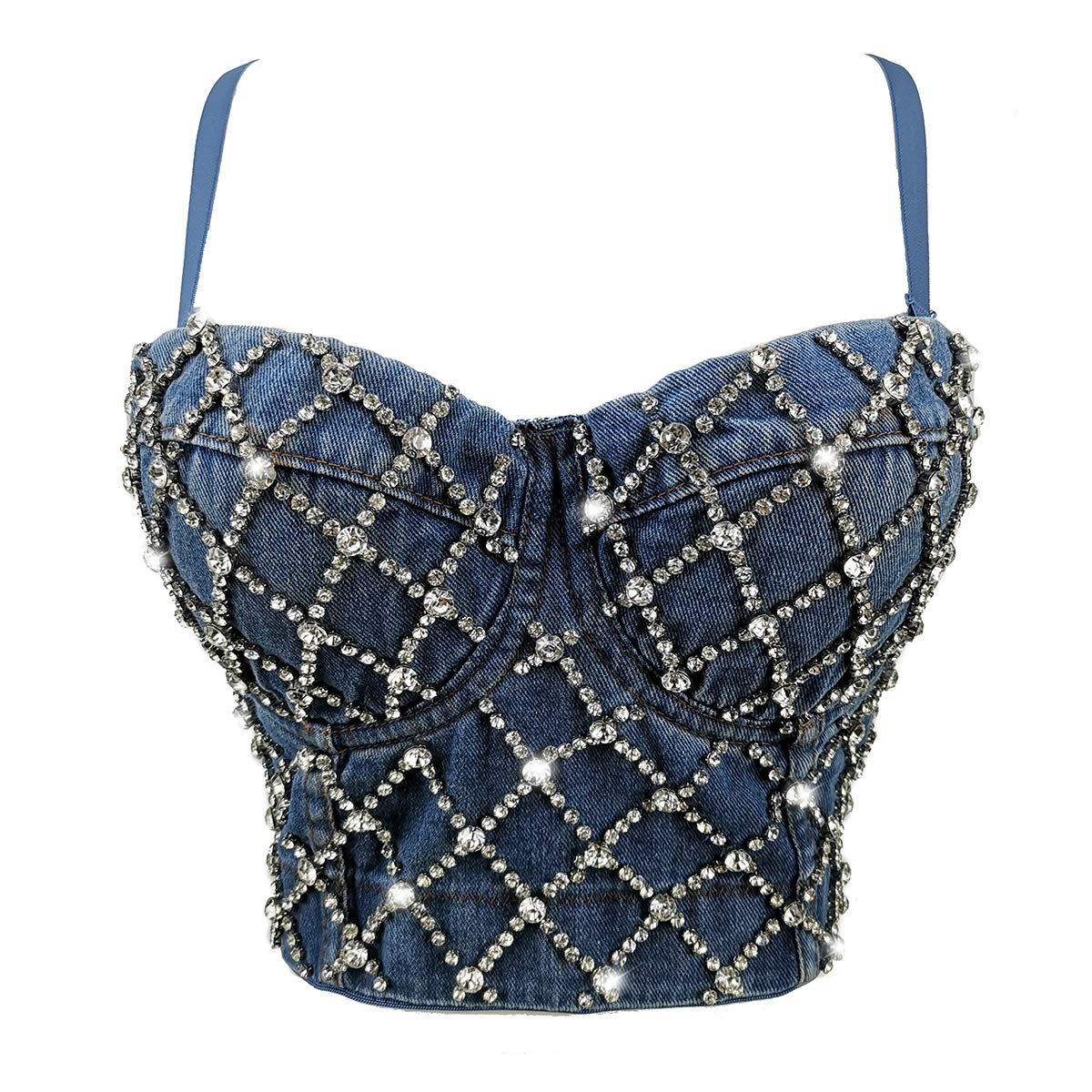 Rhinestone Decorated Push Up Bustier