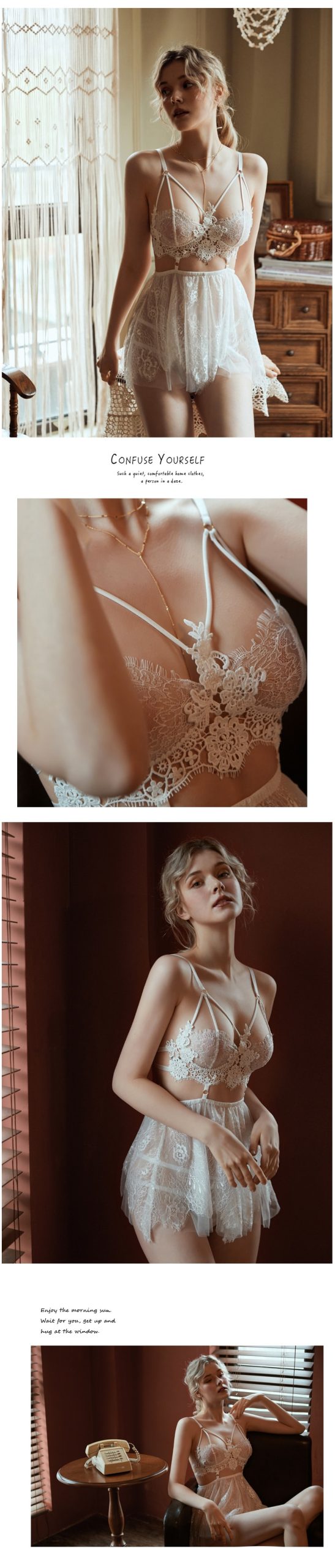 Women's Backless Lace Intimate Set