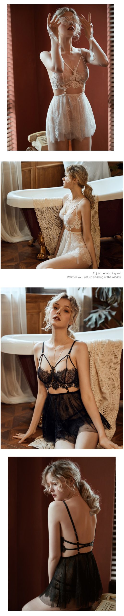 Women's Backless Lace Intimate Set