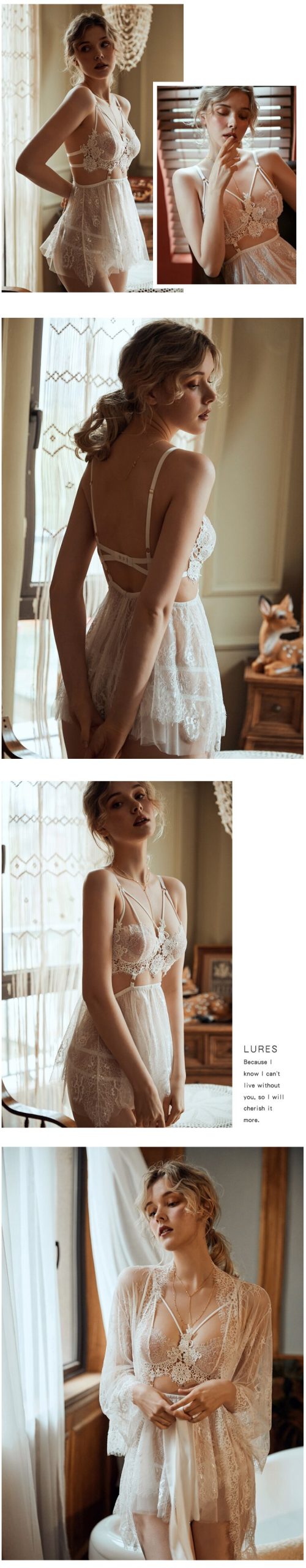 Women's Backless Lace Intimate Set