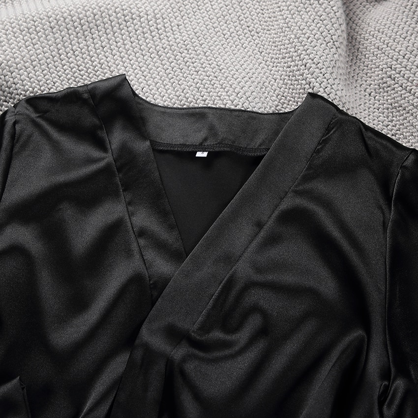 Satin Robe Short Lantern Lantern Sleeve Satin Robes Sleepwear