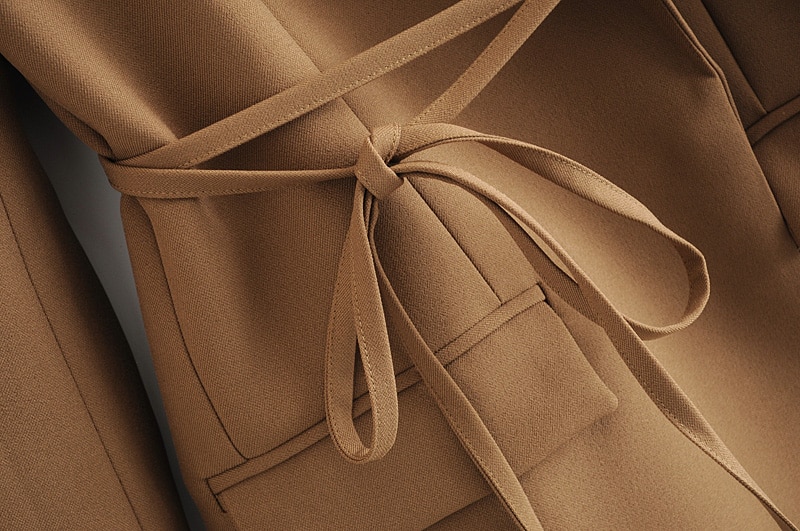 Elegant Brown Belted Suit