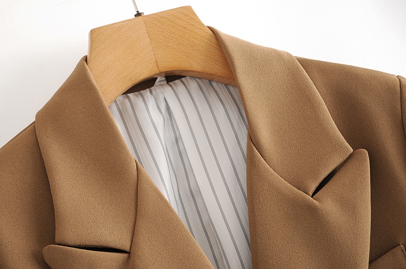 Elegant Brown Belted Suit