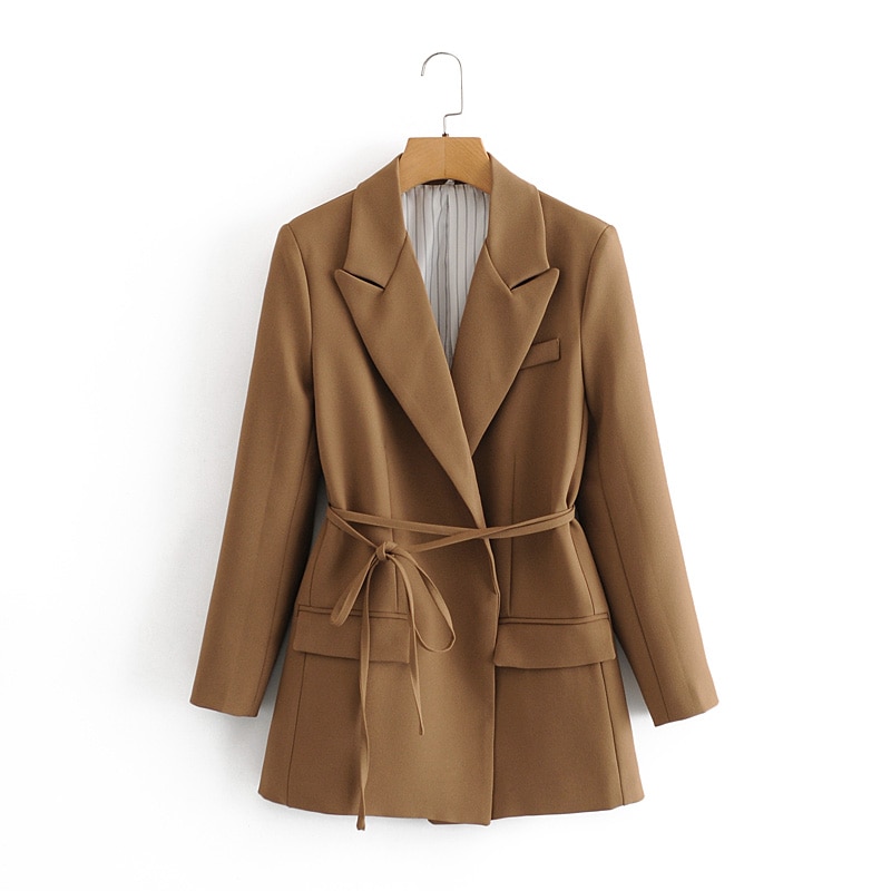 Elegant Brown Belted Suit