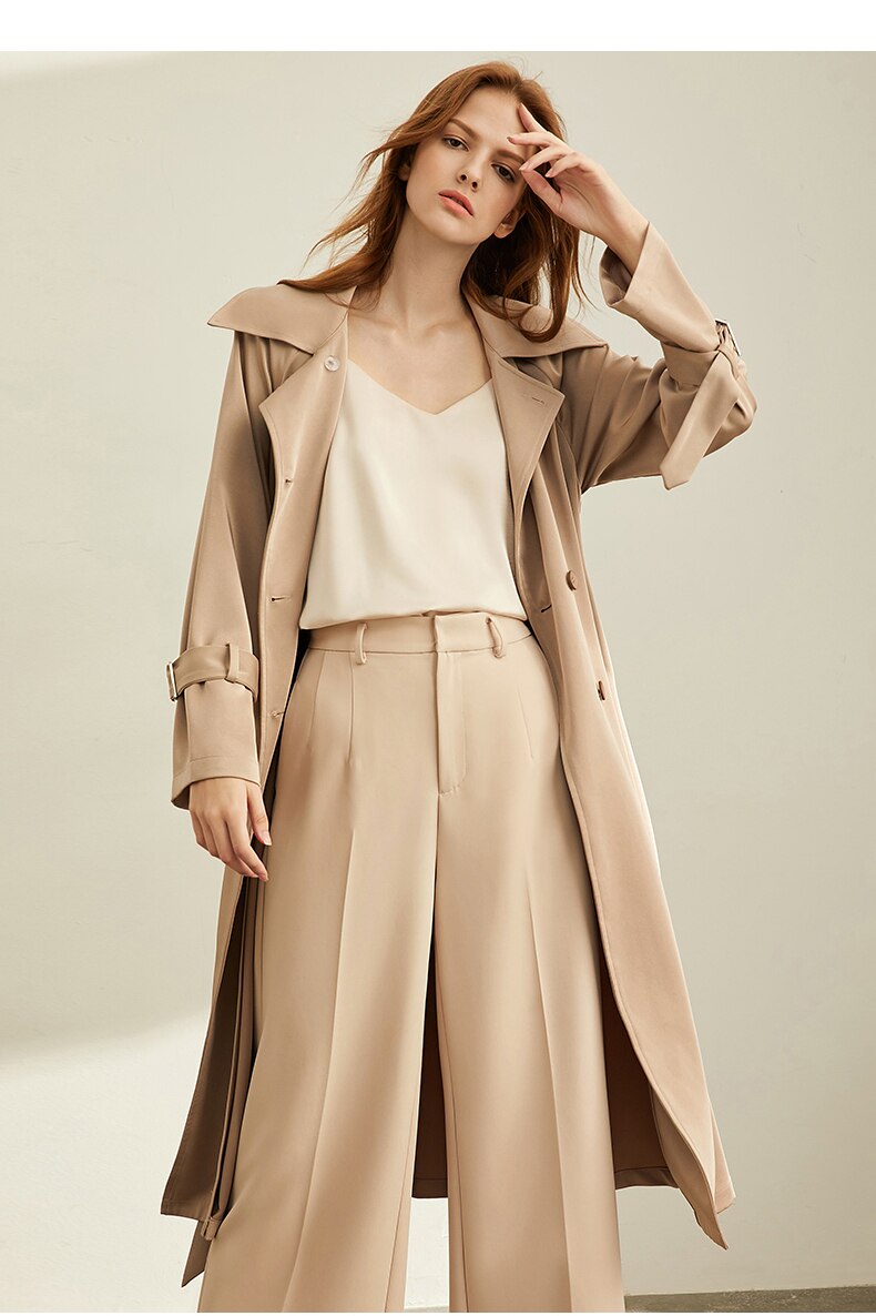 Women's Minimalism Lapel Double Breasted Trench Coat