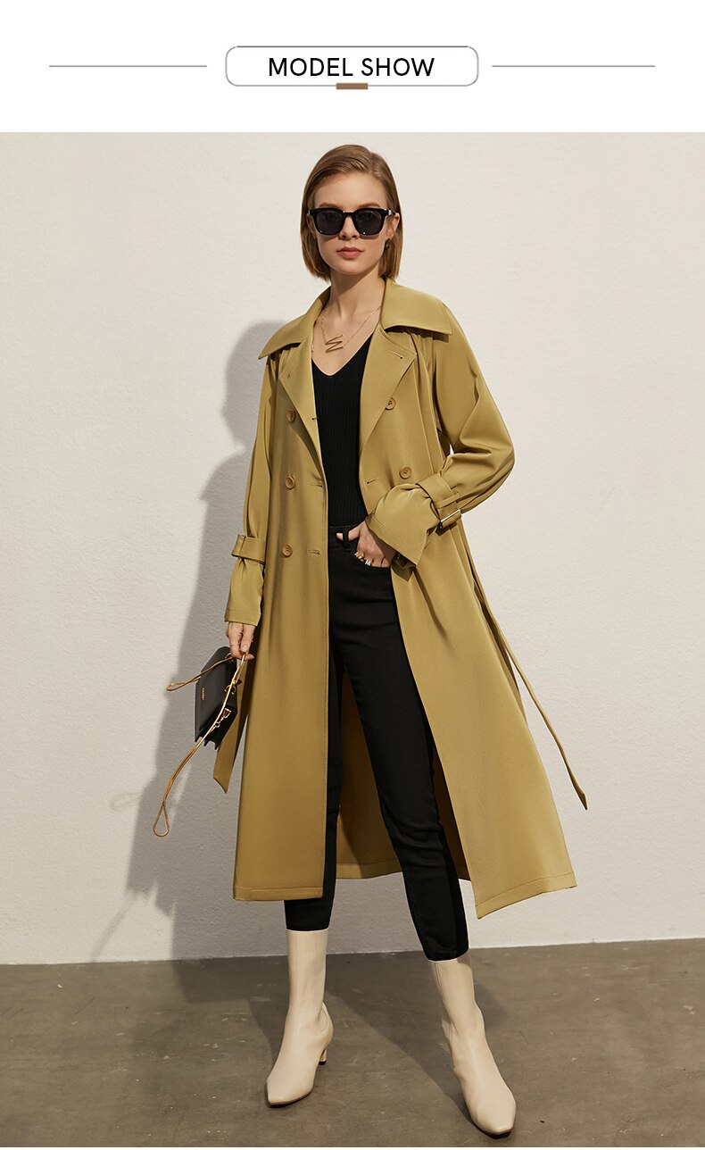 Women's Minimalism Lapel Double Breasted Trench Coat