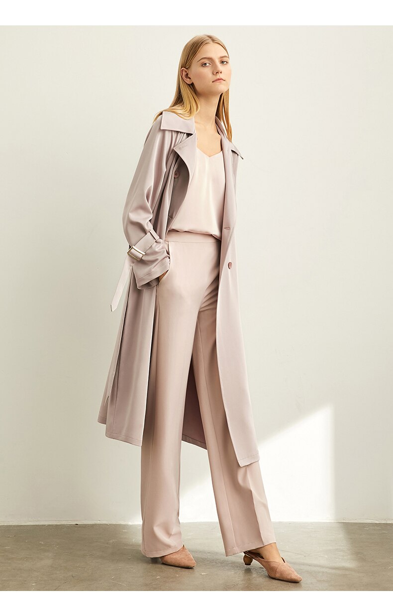 Women's Minimalism Lapel Double Breasted Trench Coat