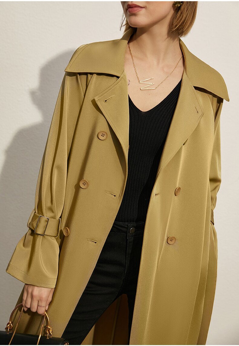 Women's Minimalism Lapel Double Breasted Trench Coat