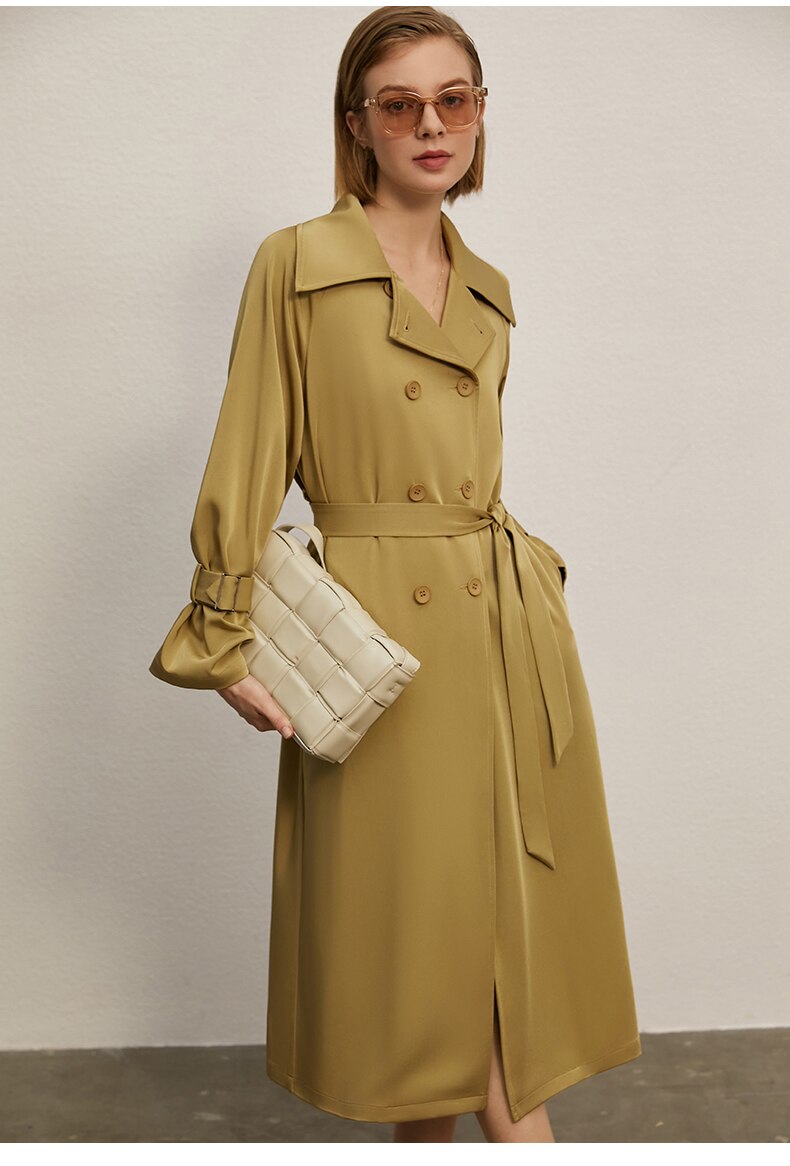 Women's Minimalism Lapel Double Breasted Trench Coat