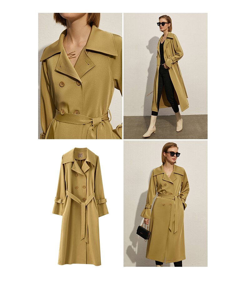 Women's Minimalism Lapel Double Breasted Trench Coat