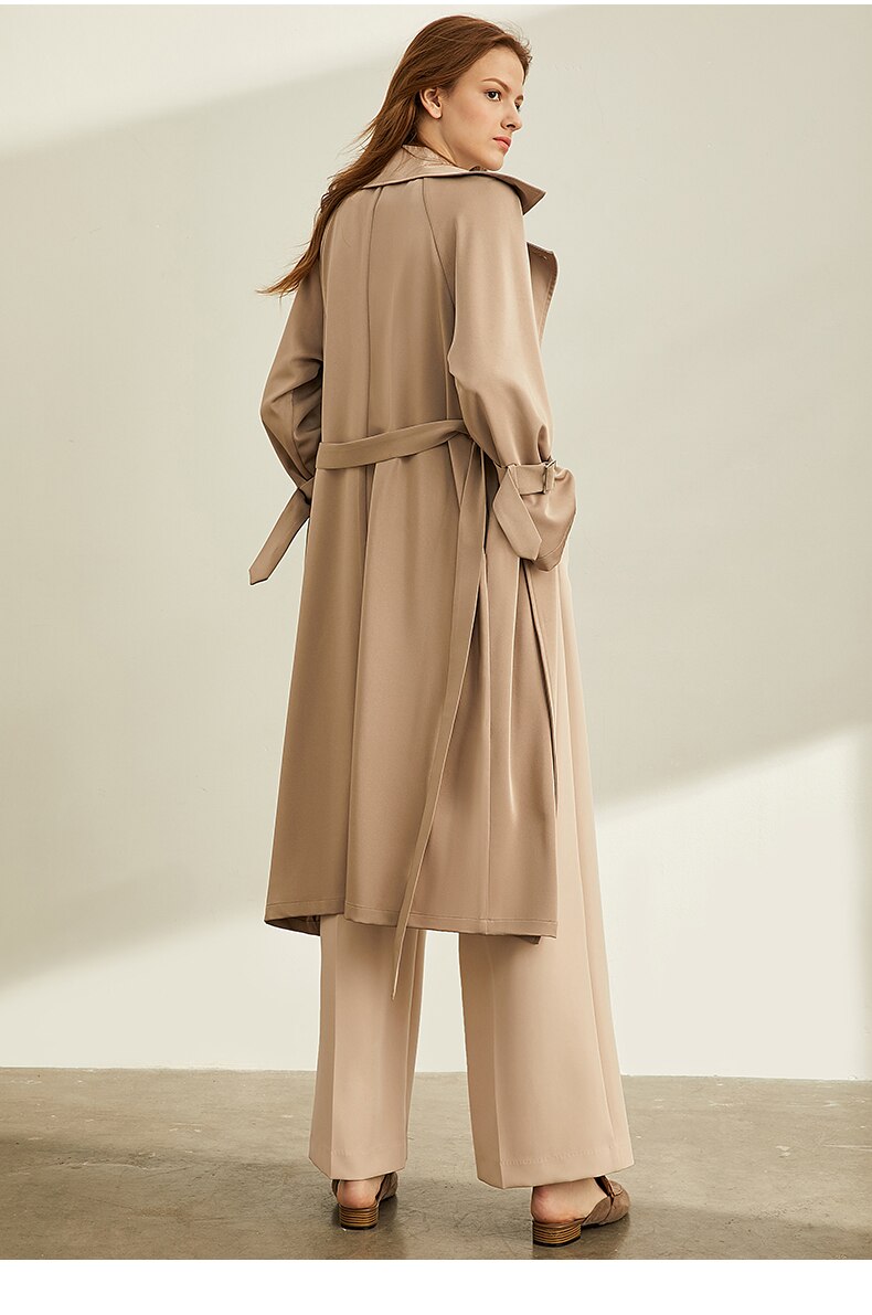 Women's Minimalism Lapel Double Breasted Trench Coat