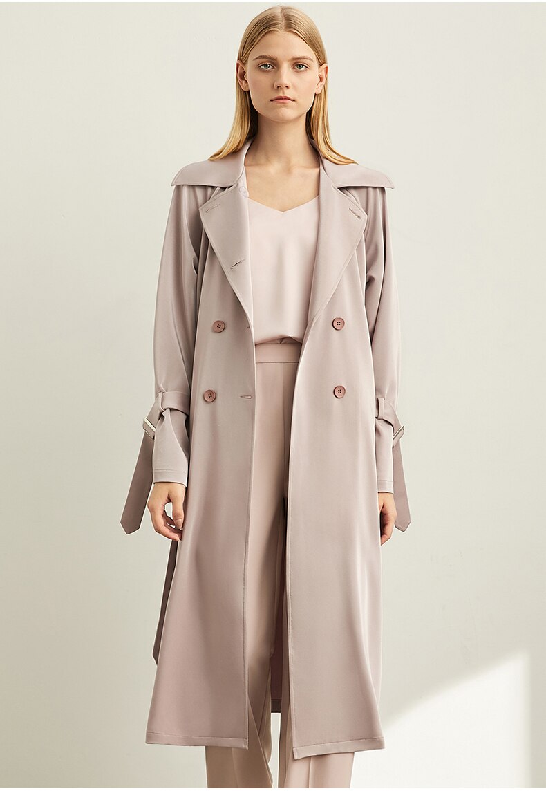 Women's Minimalism Lapel Double Breasted Trench Coat