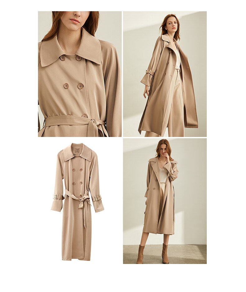 Women's Minimalism Lapel Double Breasted Trench Coat