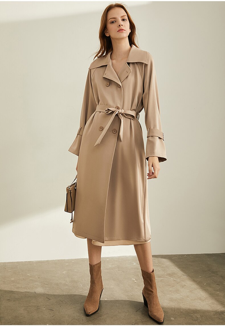 Women's Minimalism Lapel Double Breasted Trench Coat