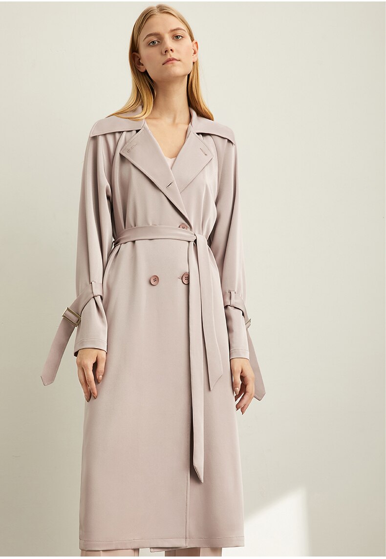 Women's Minimalism Lapel Double Breasted Trench Coat