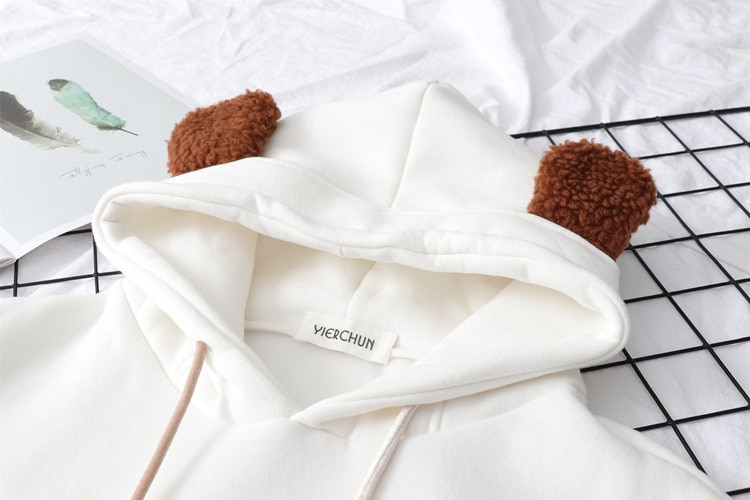 Women’s Cartoon Embroidered Bear Hoodie